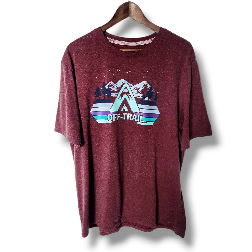 OFF-TRAIL Burgundy Outdoors Athletic Mountain Graphic Tshirt